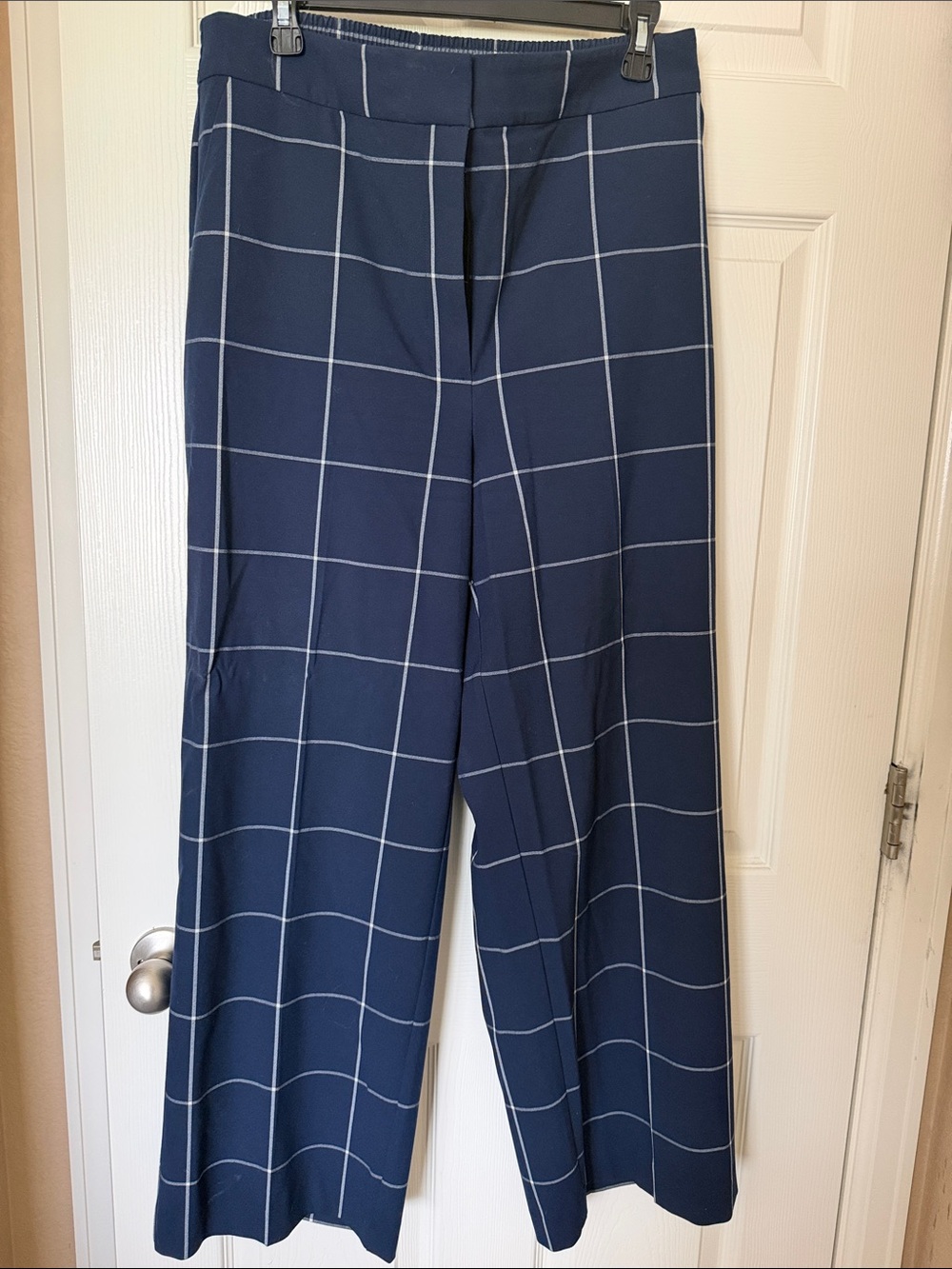 Halogen Women’s Navy Windowpane Wide Leg crop Pants